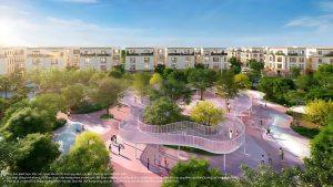 Cầu đi bộ và lối đi dạo trong công viên Vinhomes Hòa Long Bắc Ninh