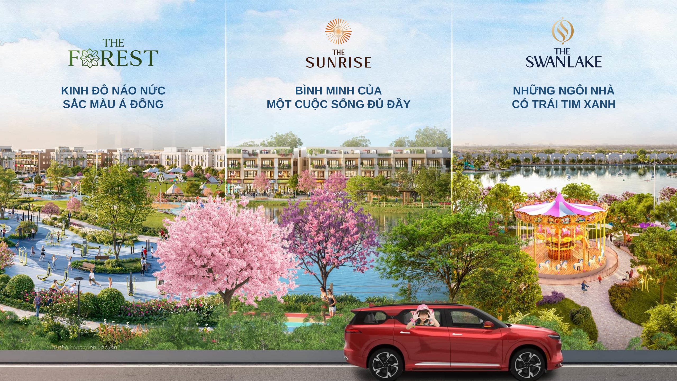 Ba phân khu The Forest Sunrise Swan Lake - Vinhomes Green City