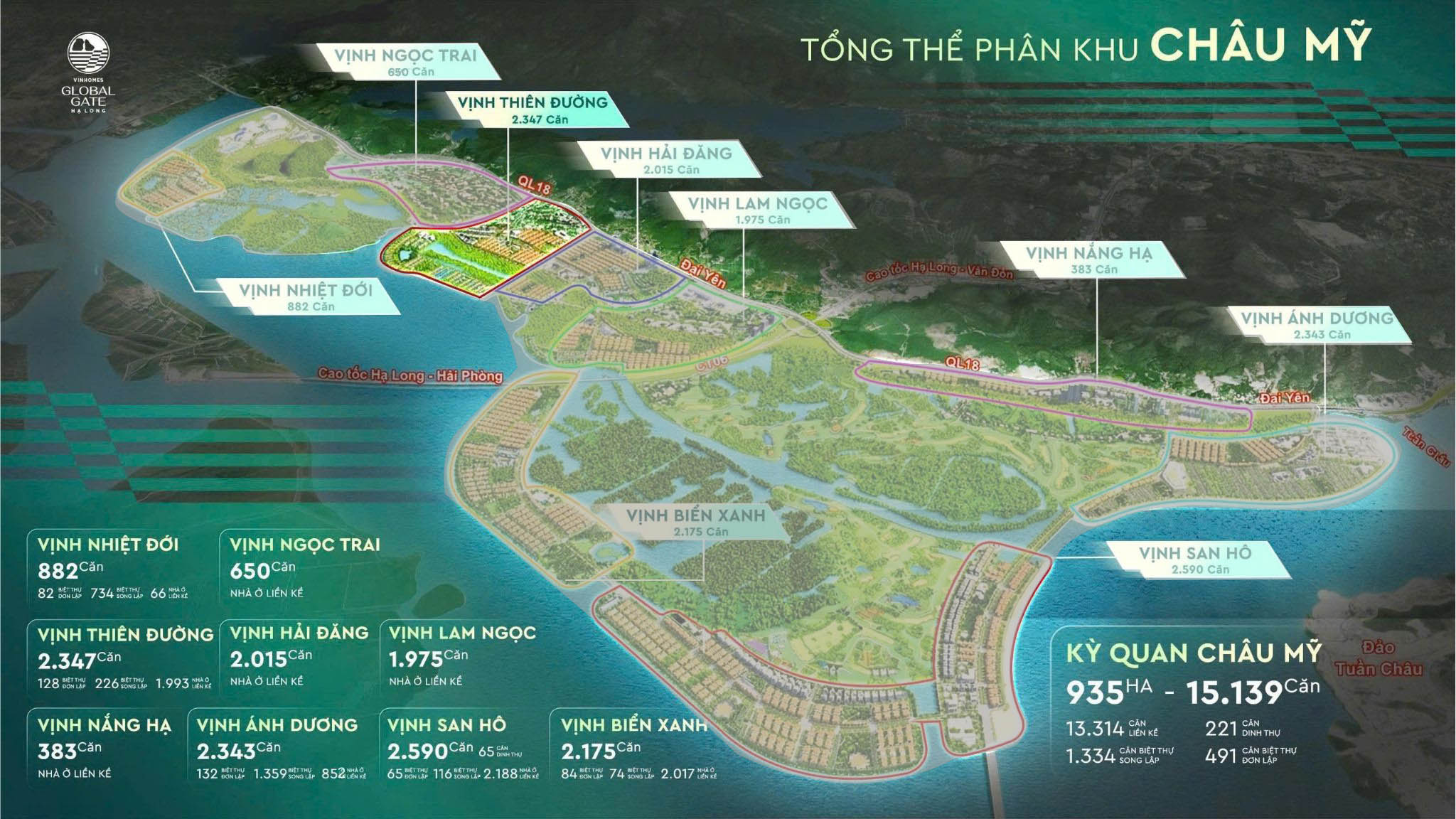 Bản đồ vị trí lô Vịnh Thiên Đường - Kỳ Quan Châu Mỹ Vinhomes Global Gate Hạ Long