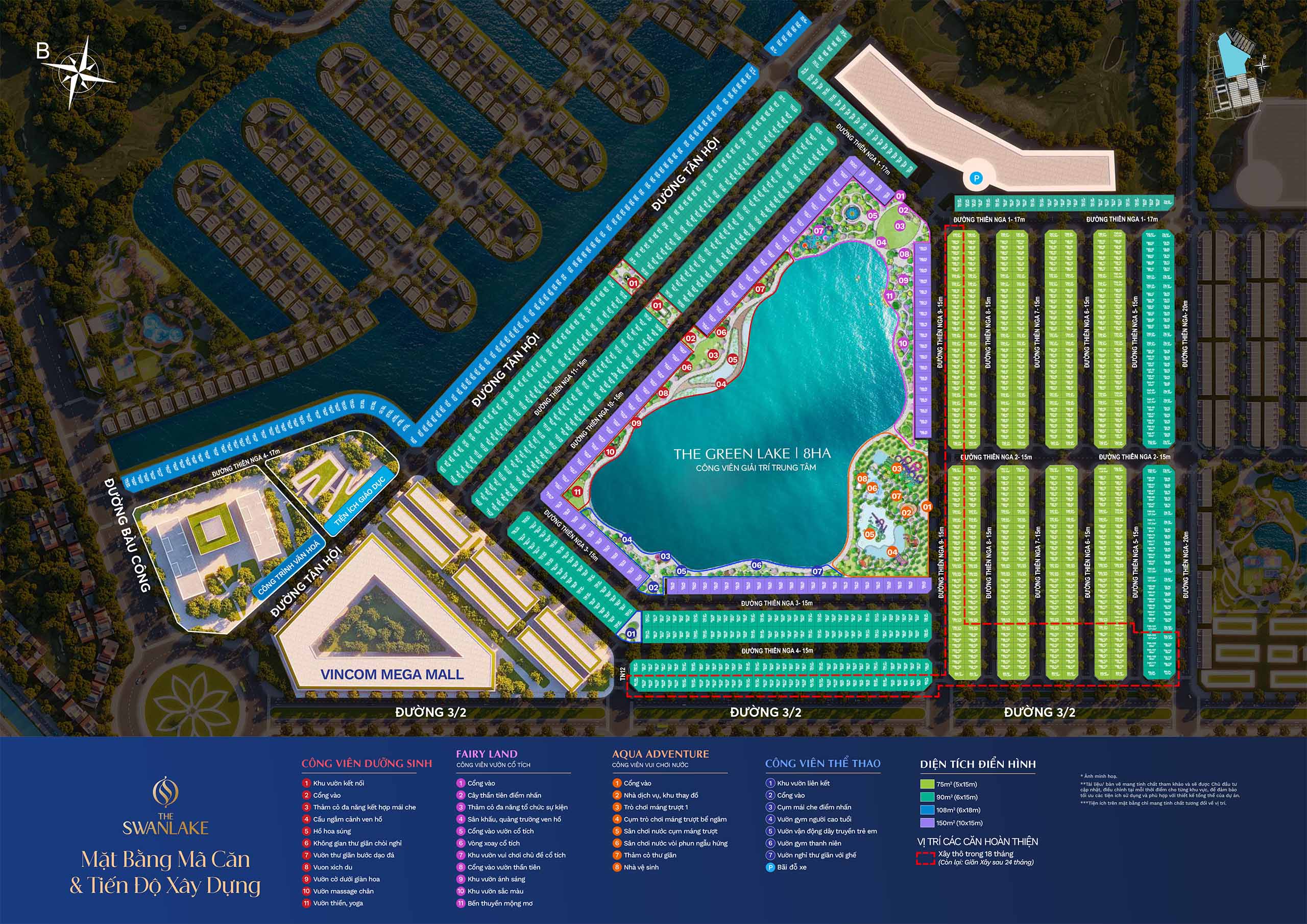 Mặt bằng mã căn và tiến độ xây dựng phân khu The Swanlake Vinhomes Green City