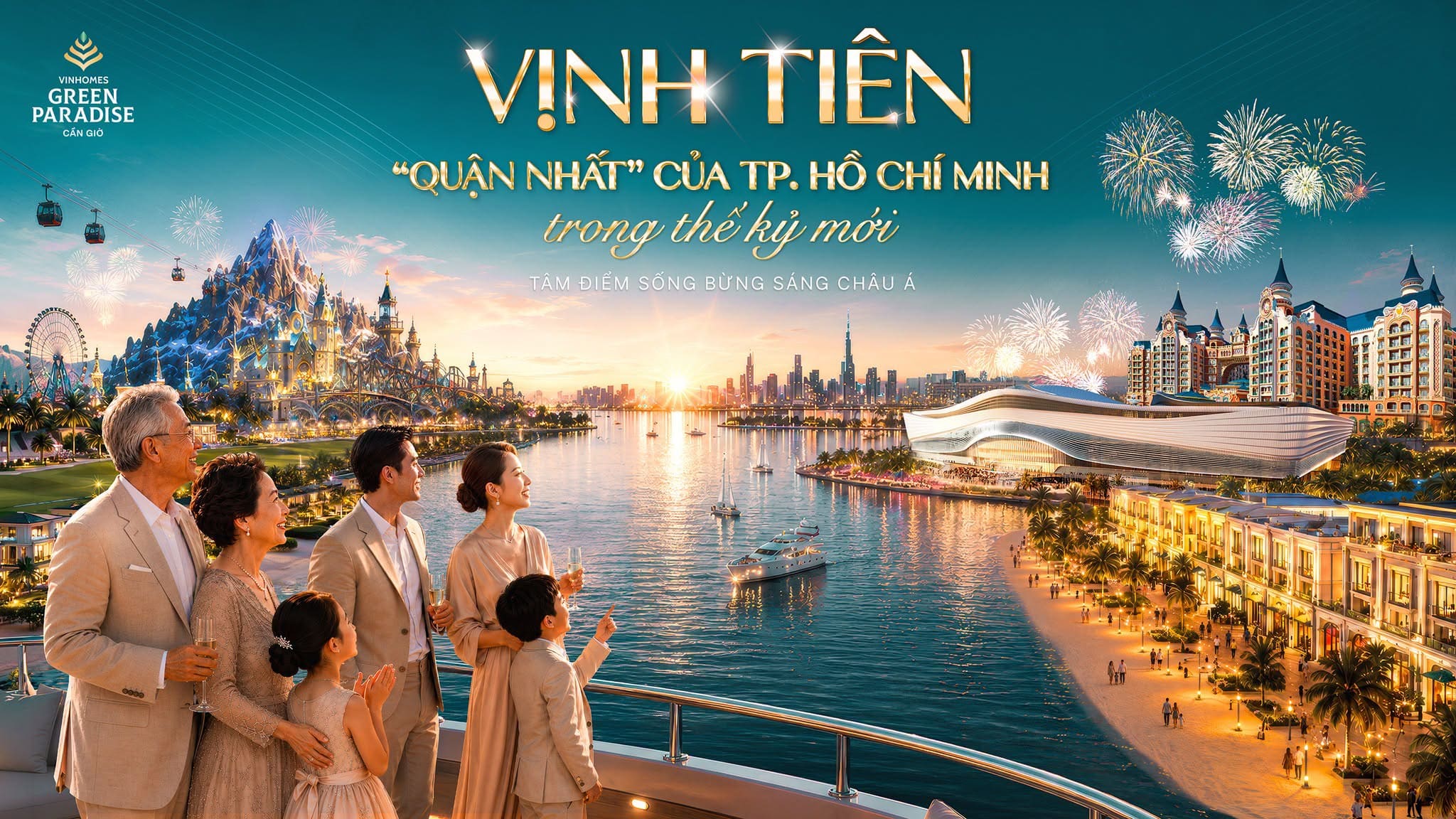 Phối cảnh tổng thể phân khu Vịnh Tiên tại dự án Vinhomes Green Paradise Cần Giờ