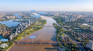 Phối cảnh tổng thể trục đại lộ cảnh quan sông Hồng đoạn qua khu vực trung tâm Hà Nội, nhìn từ trên cao