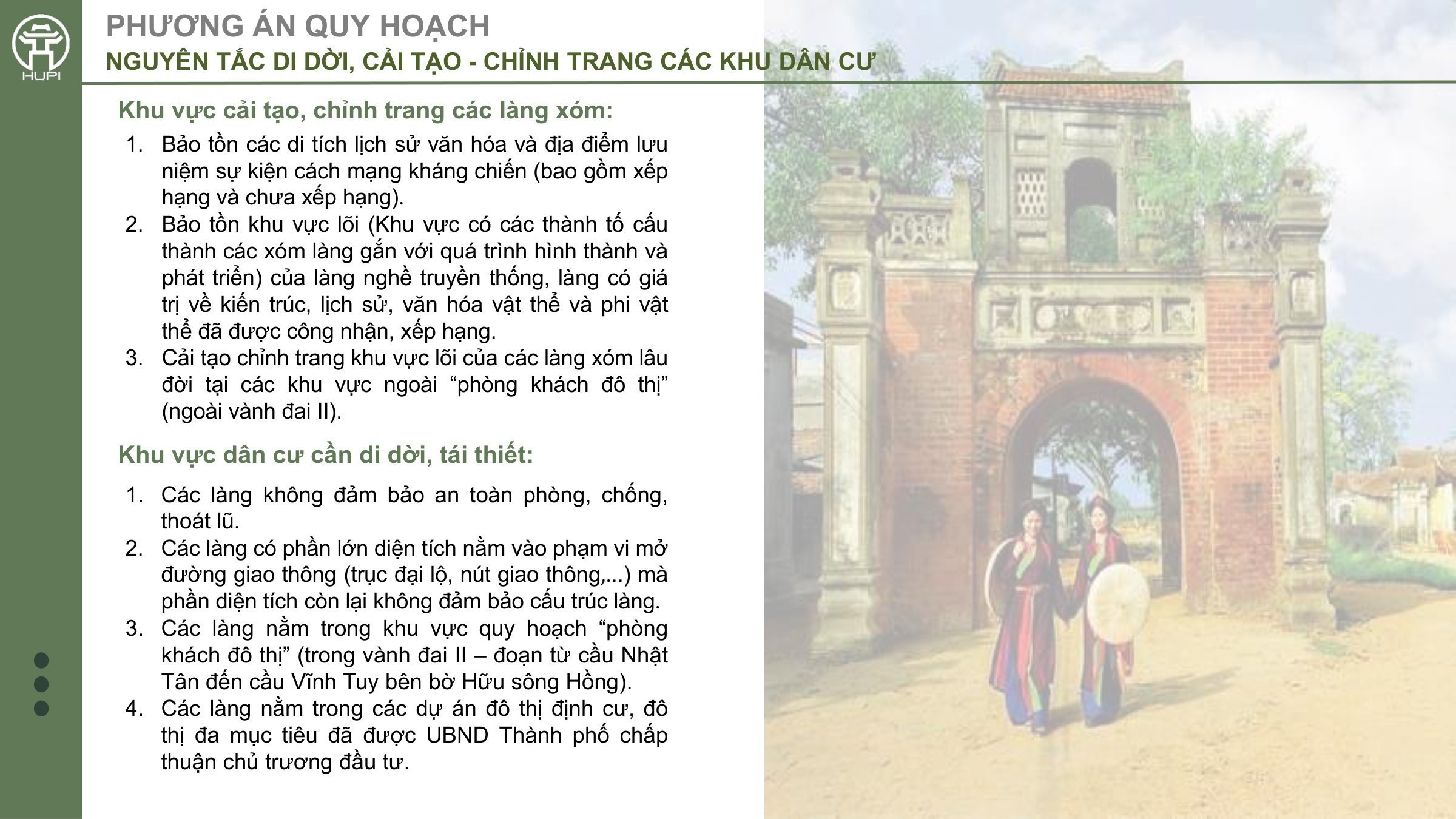 Slide nguyên tắc di dời, cải tạo và chỉnh trang các khu dân cư trong phạm vi quy hoạch phân khu đô thị sông Hồng