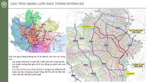 Sơ đồ cấu trúc mạng lưới giao thông đường bộ thành phố Hà Nội và vị trí trục đại lộ cảnh quan sông Hồng