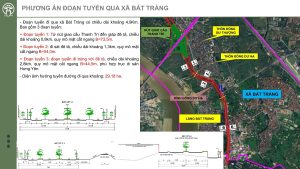 Phương án đoạn tuyến trục đại lộ cảnh quan sông Hồng qua xã Bát Tràng với mặt cắt và bản đồ hướng tuyến