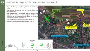 Phương án đoạn tuyến trục đại lộ cảnh quan sông Hồng qua phường Thượng Cát với mặt cắt và bản đồ hướng tuyến