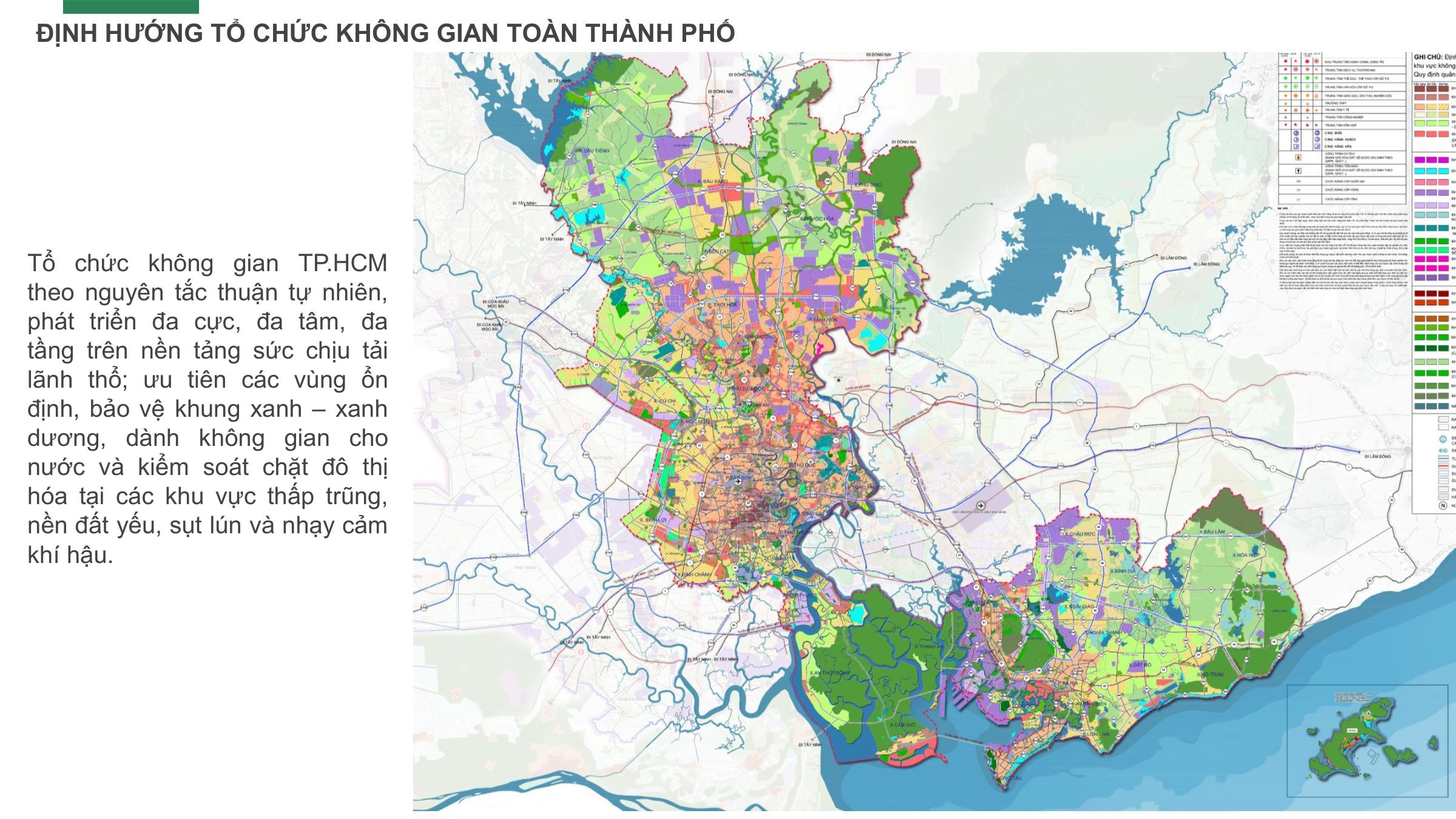 Định hướng tổ chức không gian toàn TP.HCM theo nguyên tắc thuận tự nhiên, đa cực, đa tâm, đa tầng trong quy hoạch TP.HCM tầm nhìn 100 năm